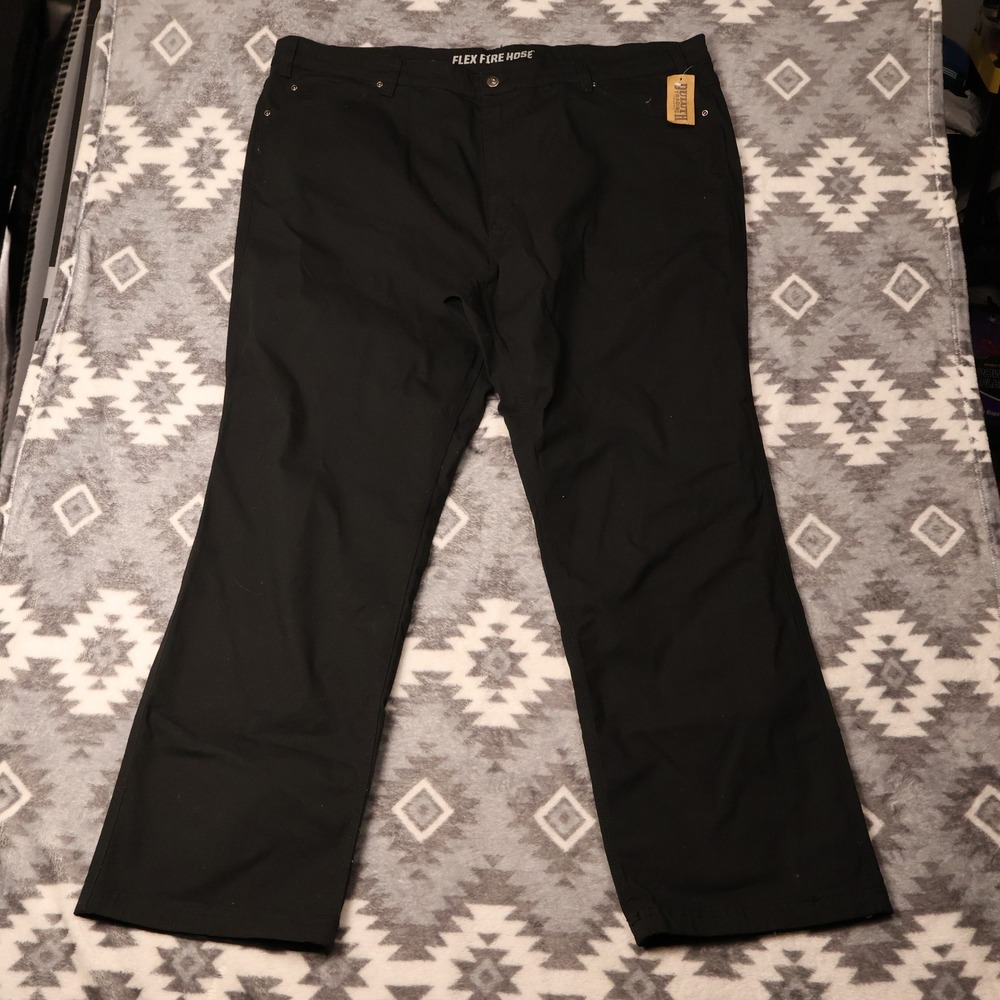 Duluth Trading Co Mens Duluth Flex Fire Hose Black 5-Pocket Pants 48x34 BLK
